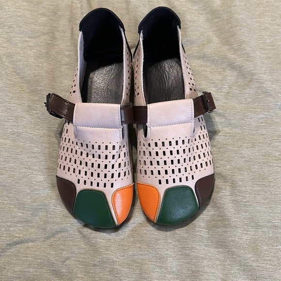 Fashion Mary Jane Shoes Women Colorblock Hollow Out Mary Jane Flats - Picture 3 of 3